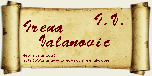 Irena Valanović vizit kartica